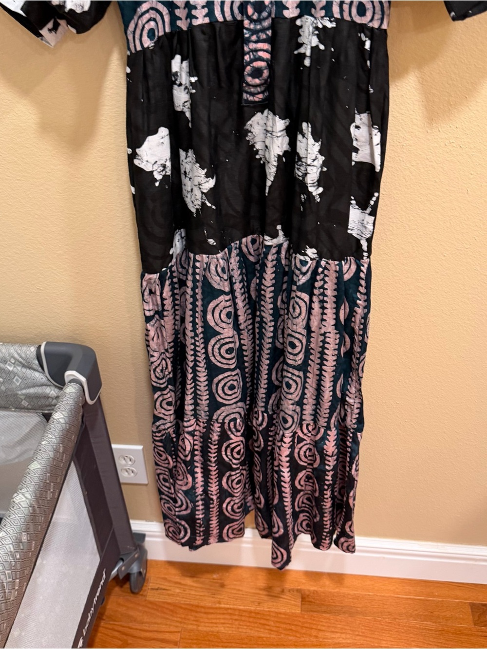 NWT Tuckernuck Busayo Block Print Bohemian Black & Blush Tiered Maxi Dress XS - Picture 5 of 10